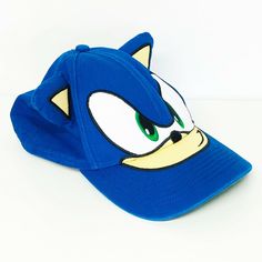 Sonic the Hedgehog Hat Embroidered 3D Character Face and Ears Strapback Cap Boys Youth Silly Hats, Character Face, The Hedgehog, Travel Pillow, Sonic, Sonic The Hedgehog, Hats