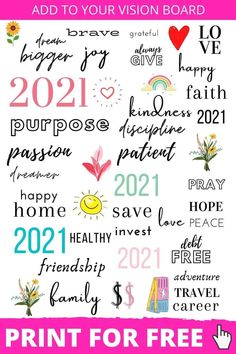 a pink and white poster with the words happy new year on it