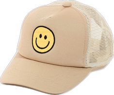 Adjustable Baseball Cap With Smiley Face, Adjustable Smiley Face Baseball Cap For Summer, Summer Trucker Hat With Smiley Face, Summer Smiley Face Snapback Trucker Hat, Fun Adjustable Trucker Hat With Smiley Face, Adjustable Fun Trucker Hat With Smiley Face, Casual Smiley Face Trucker Hat Snapback, Casual Trucker Hat With Smiley Face, Embroidered Smiley Face