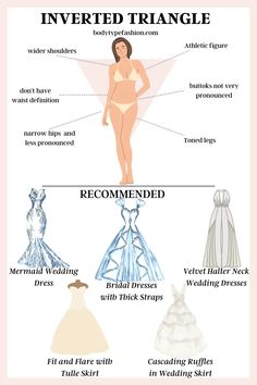 Prom Dress For Inverted Triangle Shape, Dressing Style For Inverted Triangle Body Shape, Type Of Dress For Body Type, Wedding Dresses For Inverted Triangle Body Shape, Wedding Dresses Inverted Triangle, Dress Types For Inverted Triangle, Wedding Dresses For Triangle Body Shape, Inverted Triangle Formal Dress, Wedding Dress For Inverted Triangle Body Shape