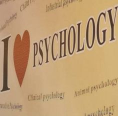 the word i love psychology written on a wall with an image of a red heart