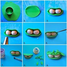 step by step instructions on how to make an egg carton with peas and eggs