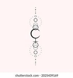 an abstract line art design with circles and dots in black on a light pink background