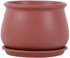 a red pot with a saucer on the side