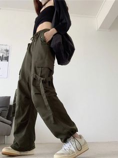 OLCooL Green Vintage Women Cargo Pants Y2k High Waist Drawstring Loose Lady Wide Leg Trousers Streetwear Female Joggers 2023SPECIFICATIONSBrand Name: OLCooLStyle: Safari StyleAge: 25-34Origin: Mainland US(Origin)CN: ZhejiangWaist Type: highDecoration: PocketsElasticity: Non StrechFabric Type: BroadclothPattern Type: SolidPant Style: Cargo PantsMaterial: POLYESTERFit Type: LOOSELength: full lengthSeason: All seasonPlace Of Origin: US(Origin) (mainland)Closure Type: DrawstringGender: WOMENModel Nu Baggy Green Y2k Bottoms, Green Baggy Y2k Bottoms, Green Baggy Y2k Style Bottoms, Green Baggy Y2k Cargo Pants, Y2k Wide Leg Green Cargo Pants, Y2k Green Wide Leg Cargo Pants, Green Y2k Style Baggy Cargo Pants, Y2k Style Bottoms With Pockets, Y2k Green Cargo Pants For Streetwear