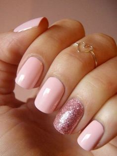 Gel Nails Ideas Spring Short Pink, Glitter Accent Nails, Pink Glitter Nails, Polish Ideas, Pink Nail Designs, Nails 2024, Nailed It, Manicure Y Pedicure, Fabulous Nails