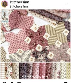 an image of different patterns and fabrics on the same page, with text that reads stitchers inn