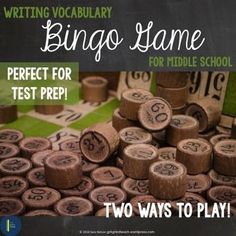 two ways to play the writing vocaulary bingo game for middle school students