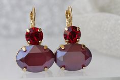 Maroon Earrings, Burgundy Earrings, Garnet Drop Earrings, Earring Bridal, Bridal Earring, Cream Earrings, Ear Crawler Earrings, Jewelry Crystal, Wedding Jewelry Earrings