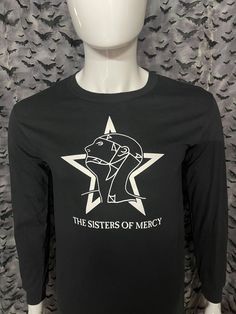 Sisters of Mercy Long Sleeved Men's Shirt. 100% Cotton tees These are handmade screenprinted and slightly vary from the photo. Please feel free to email me any questions. Thanks for looking. Due to an influx of incorrect addresses if a package is returned, you must pay the shipping cost to resend the item to you. The seller is not responsible for any lost or stolen packages. Emo Long Sleeve Graphic T-shirt, Emo Long Sleeve Cotton T-shirt, Fitted Cotton Emo T-shirt, Emo Style Long Sleeve Cotton T-shirt, Unisex Long Sleeve Band Merch T-shirt, Gothic Long Sleeve Cotton T-shirt, Halloween Band Merch T-shirt With Logo Print, Band Merch Cotton T-shirt For Alternative Fashion, Cotton Band Merch T-shirt For Alternative Fashion