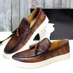 (eBay) Find many great new & used options and get the best deals for Loafer Men Shoes Cow Genuine Leather Daily Party Shoe Sneakers Wedding Shoes at the best online prices at eBay! Free shipping for many products! Elegant Brown Low-top Leather Shoes, Luxury Brown Slip-ons With Round Toe, Formal Low-top Slip-on Leather Shoes, Brown Low-top Loafers With Brogue Detailing, Formal Leather Low-top Tassel Loafers, Formal Leather Tassel Loafers Low-top, Luxury Brown Low-top Loafers, Designer Brown Low-top Leather Shoes, Sneakers Wedding