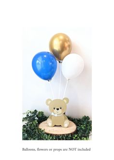 balloons, flowers or prope are not included for this teddy bear centerpieces