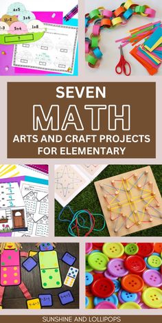 Teaching math can be difficult which is why we wrote this blog post on 7 fun math crafts and activities to make learning fun! Here we share 7 of our favorite math craft ideas to help make teaching math more fun and engaging for your kindergarten, 1st grade, and second grade kids. See these fun math crafts for centers and stations here today! Math Art 3rd Grade, Ais Math Elementary, Hands On Math Activities Elementary, Kindergarten Math Art, Math Projects Elementary, Math Crafts Kindergarten, Math Projects For Kids, Fact Family Activities, Graphing Project