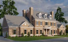 an artist's rendering of a large brick house