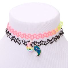 Claire's Best Friends Yin Yang Rainbow Tattoo Choker Necklaces - 2 Pack Rainbow Tattoo, Best Friend Tattoo, Tattoo Choker Necklace, Yin Yang Charm, Rainbow Tattoos, Bff Jewelry, Barbie Doll Set, Barbie Wedding Dress, Tattoo Choker