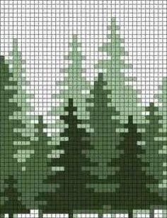 cross stitch christmas trees in green and white