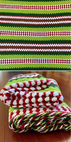 crocheted dishcloths are stacked on top of each other