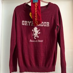 Official Harry Potter Gryffindor Merchandise Medium Women’s Crewneck Sweater In Excellent Pre-Owned Condition, Cotton Blend Nwt Gryffindor Socks Harry Potter, Potterhead, Halloween, Fall, Rugby Sweater, Crewneck Sweater, Pullover, Comfy, Cozy, Burgundy, Gold, Lion, Stripes, Layer, Fall Rugby Sweater, Harry Potter Merch, Gold Lion, Harry Potter Gryffindor, Halloween Fall, Sweater Pullover, Sweater Women, Comfy Cozy, Crewneck Sweater