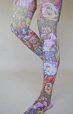 Tights worthy of a museum. With the most delicate floral pattern taken from the Art Institute of Chicago, these prited tights are surely one of a kind. Weirdcore Fashion, Paw Shoes, Colorful Tights, Funky Tights, Cool Tights, Leg Warmers Pattern, Louis Wain, Nara Japan