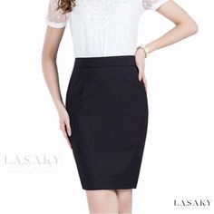 Lasaky - Professional Plus-Size Pencil Skirt with Flattering Fit for Work Elegant Office Wear, Long Straight Skirt, Plus Size Pencil Skirt, Fitted Midi Skirt, Professional Chic, Pencil Skirt Work, Pleated Chiffon Skirt, Bodycon Pencil Skirt, Bodycon Midi Skirt