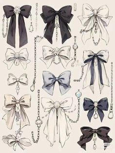 several different types of bows and chains