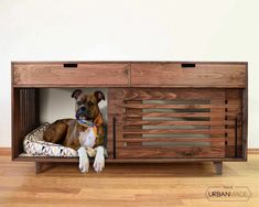 mid-century modern dog crate furniture Wood Dog Kennel, Pet Crates, Wood Dog Crate, Dog Bed Modern