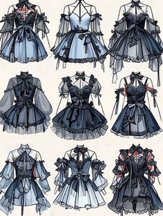 several different types of dresses with bows on them