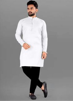 "HANDMADEKURTASHOP  Description Man kurta for Man Give yourself a best ethnic look by wearing this Top and bottom Set. Made of rich cotton silk blend fabric this regular-fit set comprises a full-sleeved Indian kurta This outfit with mojris will look apart on special occasions. material 100%Cotton Color : white color Kurta Length : 40 inches Only kurta not pajama Shirt Chest is measurement for shirt (not body) As per standard, for best loose fitting 6 inches gap should be there between actual chest size and shirt chest size Size chart is below Men's Sizes Actual Body Chest - Ready Shirt Chest i Add 6\" Inches Lose Fitting Fabric Armhole To Armhole. XS - 30\" Inches 36\" Inches S - 34\" Inches 40\" Inches M - 36\" Inche 42\" Inches L - 40\" Inches 46\" Inches XL - 44\" Inches 50\" Inches 2XL Indian Kurta Men, Kurta Simple, Kurta For Man, Indian Garments, Kurta Wedding, Traditional Kurta, Wedding Kurta, Kurta Cotton, Top And Bottom Set