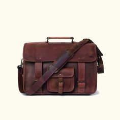 Leather Briefcase Bag - Dark Oak Roosevelt Vintage Leather Laptop Bag, Classic Bags With Leather Strap For Everyday Carry, Vintage Leather Satchel As A Gift, Vintage Leather Strap Shoulder Bag For Travel, Classic Rectangular Satchel For Everyday Carry, Vintage Shoulder Bag With Leather Backing For Everyday, Classic Rectangular Satchel As Gift, Classic Formal Satchel With Leather Strap, Vintage Rectangular Laptop Bag For Formal Use