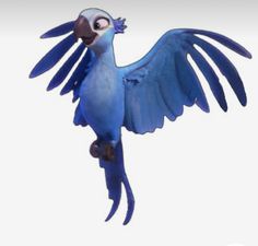 a blue bird with its wings spread out