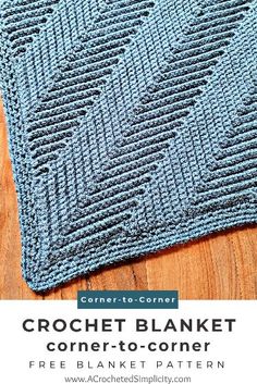 the crochet blanket is shown with text overlay that reads,'free pattern for