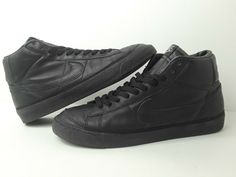 Very Rare Vintage Blackout Nike Blazer Premium. Men's Size US 12.  Soft quality leather uppers. Very Rare 2003 release. See tag. Not the slightly more common 2002 release.  Shoes in good pre-owned condition. Soles show very little wear. See photos.  No box. Nike Leather Skate Shoes With Vulcanized Sole, Classic High-top Leather Skate Shoes, Urban Leather High-top Sneakers For Skateboarding, Classic Leather High-top Skate Shoes, Vintage Leather Skate Shoes, Classic Nike Leather Skate Shoes, Nike Leather Sneakers With Leather Sole, Vintage Nike Leather Skate Shoes, Classic Leather Nike Skate Shoes