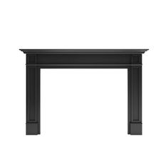 a black fireplace surround on a white background