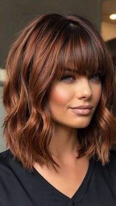 Six Ways to Accessorize Your Dark Copper French Bob 🎀 Brownish Red Hair Color Caramel Balayage, Short Dark Brown Hair With Copper Highlights, Copper Brown Hair Blue Eyes, Fall Hair For Short Hair, Dark Copper Hair With Bangs, Fall Hair Color Ideas 2024, Cowboy Copper Bob, Brown And Auburn Balayage, Dark Brown And Copper Hair