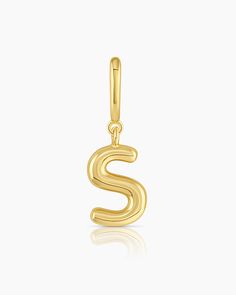 Gold | gorjana jewelry | Alphabet Helium Parker Charm #S Classic Initial Pendant Charm, Gold Classic Initial Necklace With Charms, Minimalist Yellow Gold Charms, Initial Pendant Charms For Personalized Gift, Classic Initial Pendant Charms As Gifts, Personalized Initial Pendant Charms, Personalized Yellow Gold Charms With Initial Pendant, Gold Monogram Charms For Gifts, Classic Yellow Gold Charm Necklaces With Initials