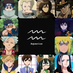 anime character collages with the name aquariusus