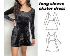 the long sleeve skater dress sewing pattern is easy to sew