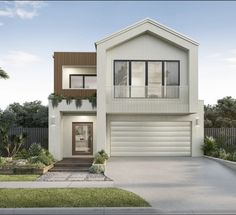 this is an artist's rendering of a two - story house with garages