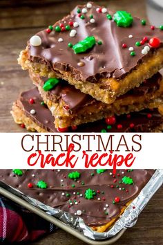 What's not to love about this easy Christmas Crack recipe? It's salty, sweet, crunchy, and filled with chocolate and caramel. Sometimes called saltine cracker toffee - it's highly addictive! #christmascrack #crackercandy #crackertoffee #christmasdesserts #christmastreats Saltine Cracker Toffee, Saltine Toffee, Homemade Toffee, Cracker Toffee, Candy Recipes Homemade, Christmas Candy Recipes, Homemade Candies, Christmas Snacks, Christmas Cooking