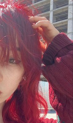 Aesthetic Dyed Hair Red, Red Head Aesthetic, Dark Red Hair Color Aesthetic, Dark Red Hair Girl Aesthetic, Blood Red Hair, Red Grunge Hair Aesthetic, Red Hair Outfits, Egirl Hairstyle Color Red, Red Hair Inspo