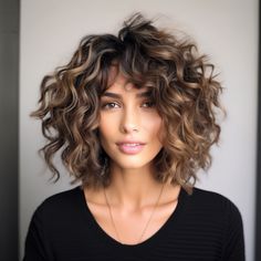 Choppy Cut with Curls Mid Length Wavy Curly Haircuts, Bob Haircuts For Curly Hair Medium, Natural Curl Shoulder Length Hair, Curly Hair Long In Front Short In Back, Coloured Curly Hair Highlights, Medium Curly Haircuts With Curtain Bangs, Short Layered Haircuts Shoulder Length Curly, Curly Hairstyles Bob, Curly Layered Hairstyles