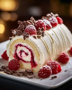 🍰 Elegant Raspberry White Chocolate Cake Roll 💖🍰 A light, airy cake filled with creamy white chocolate, tart raspberry jam, and fresh raspberries. Perfect for special occasions with a gorgeous finish! Ingredients: 4 large eggs, separated 3/4 cup granulated sugar, divided 1 teaspoon vanilla extract 3/4 cup all-purpose flour 1/2 teaspoon baking powder 1/4 teaspoon salt For the Filling: 1 cup white chocolate chips 1/2 cup heavy cream 1 cup fresh raspberries (plus extra for garnish) 1/4 cup ra... White Chocolate Raspberry Yule Log, Raspberry And White Chocolate Cake, Raspberry Roll Cake, Vanilla Raspberry Cake, Raspberry White Chocolate Cake, White Chocolate Tart, Chocolate Cake Roll, Tart Raspberry, Piano Cake