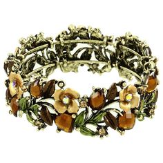 PRICES MAY VARY. Flower Bracelet Bangle Antique Gold / Brown Crystal Beads, Rhinestones Crystals and Hand-Painted Bracelet Height Approximate: 1" Well Packed in Jewelry Box Falari Vintage Flower Bracelet Bangle Crystal Beads Hand-Painted / Height: 1" Month Gemstones, Fancy Necklace, Chunky Jewelry, Amazon Store, Funky Jewelry, Pretty Necklaces, Pretty Bracelets, Floral Jewellery, Vintage Jewels