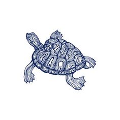 a drawing of a turtle on a white background