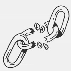 an image of a chain that has been drawn with black and white ink on it