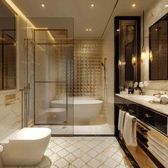 26 Modern-Luxe Bathroom Designs: Melding with Classic Opulence Luxe Bathroom, Sleek, Art Deco, Design