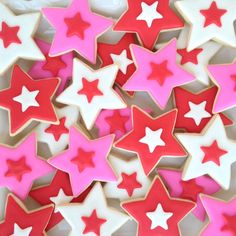 some red and white cookies with stars on them