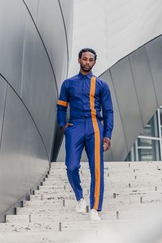 Unisex "Line it up" set Classic Blue & Amber Pants And Shirt, Rapper Outfits, Drip Outfit Men, Fashion Funny, Black Men Fashion Swag, Mens Casual Outfits Summer, Men Street Fashion, Blue Amber, Fashion Suits For Men