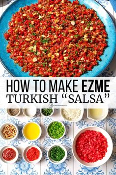 how to make ezeme turkish salad with tomatoes, onions, and other ingredients