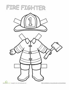 a firefighter coloring page with the number one on it